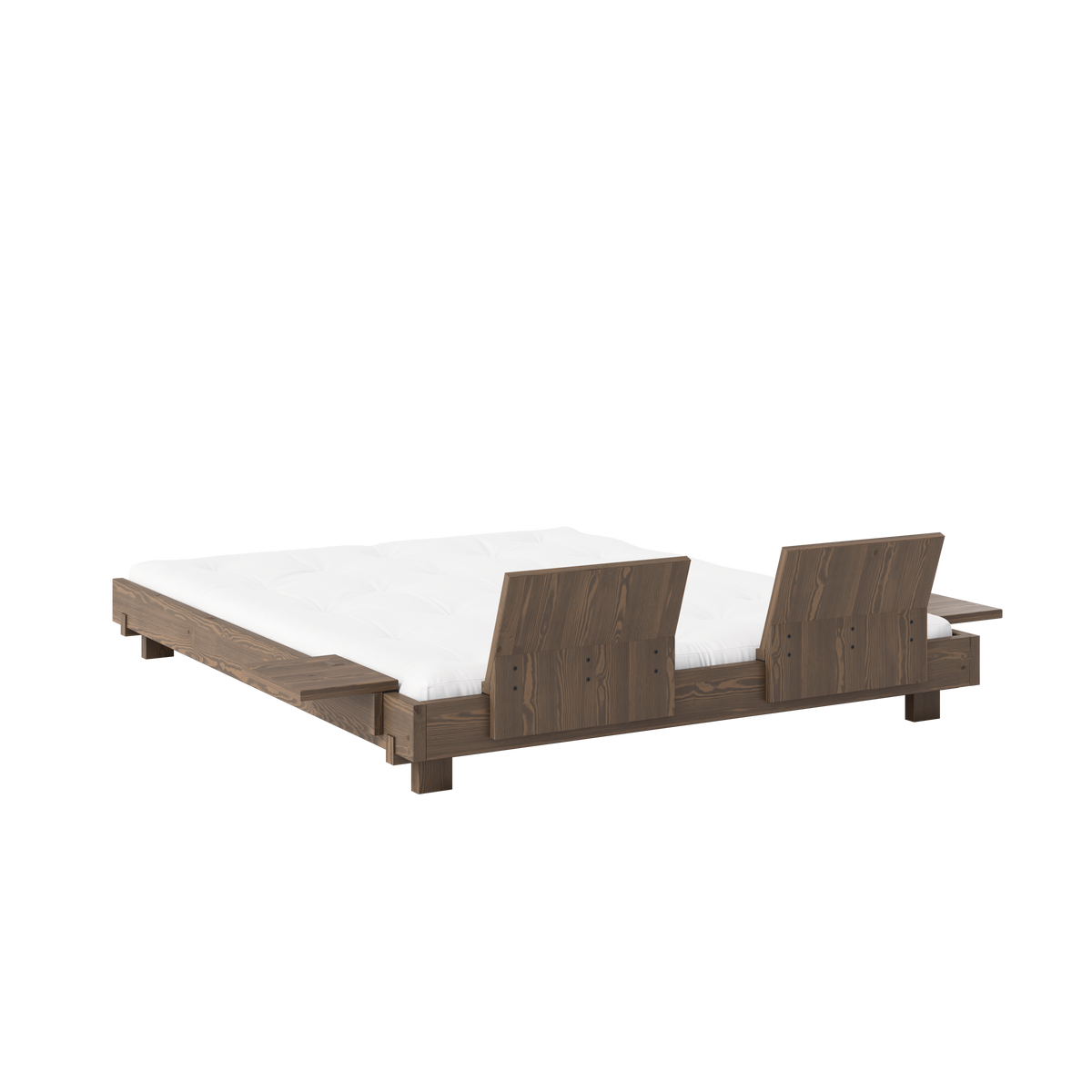 SOCIAL BED CAROB BROWN 160 X 200 W. 2 PCS BACK RESTS AND 2 PCS SIDE TABLES