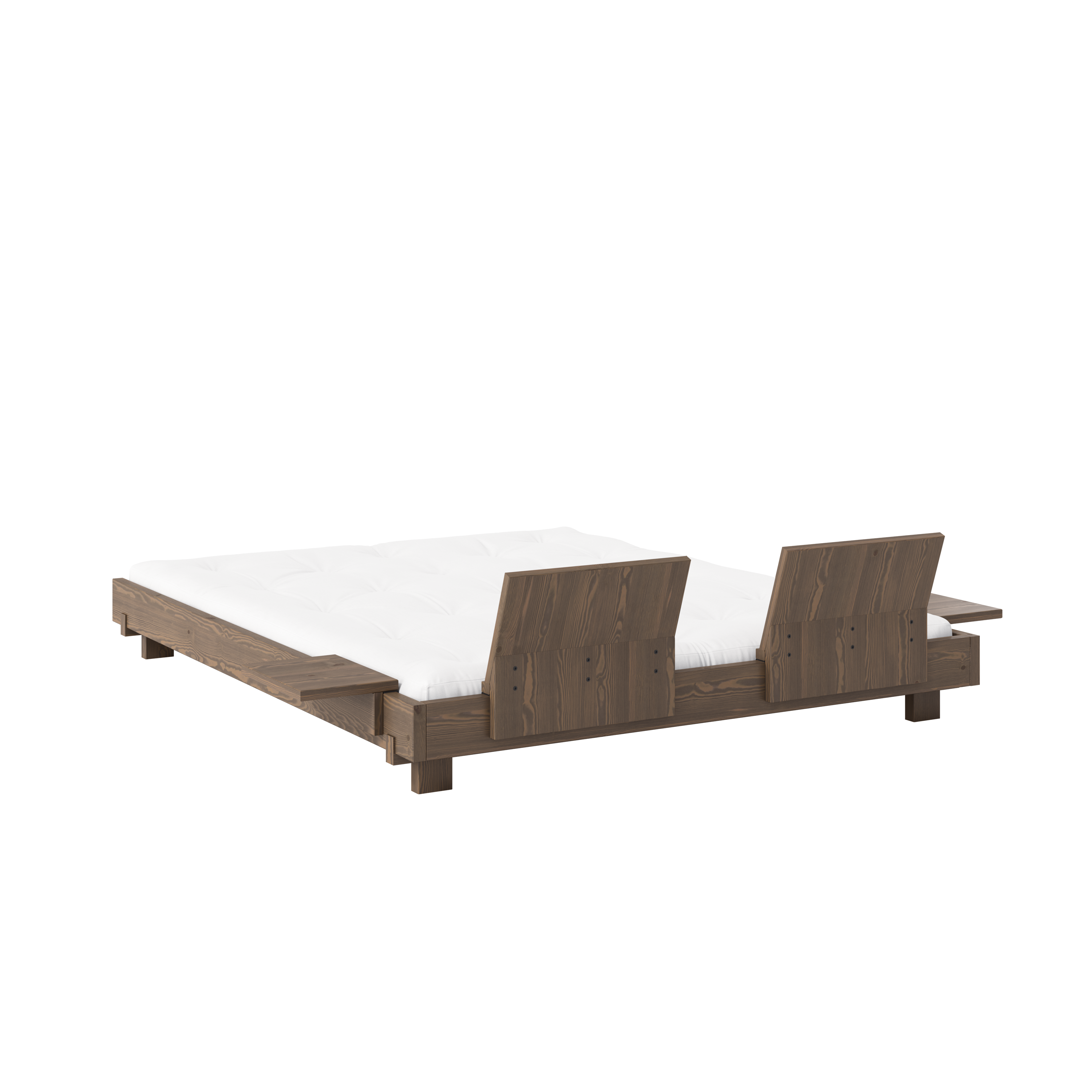 SOCIAL BED CAROB BROWN 160 X 200 W. 2 PCS BACK RESTS AND 2 PCS SIDE TABLES