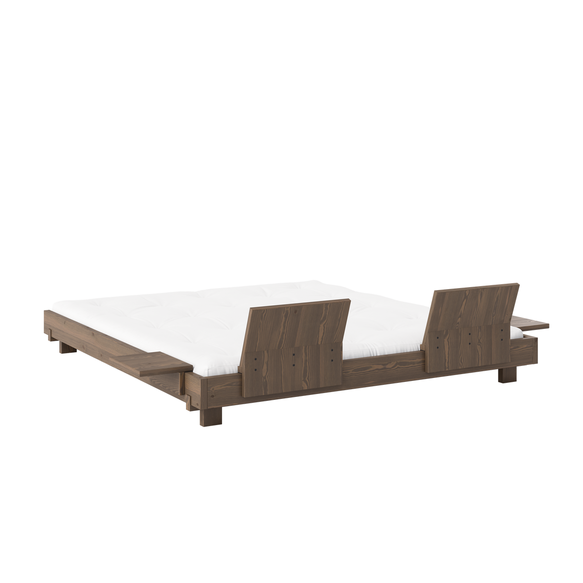 SOCIAL BED CAROB BROWN 180 X 200 W. 2 PCS BACK RESTS AND 2 PCS SIDE TABLES