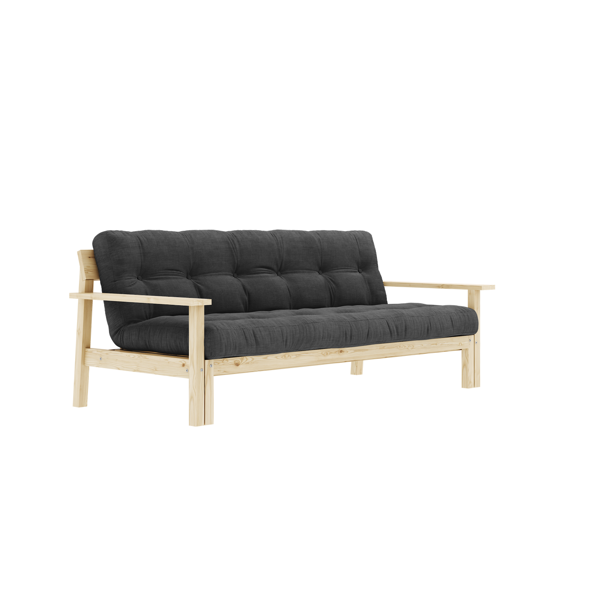UNWIND CLEAR LACQUERED W. 5-LAYER MIXED MATTRESS CHARCOAL