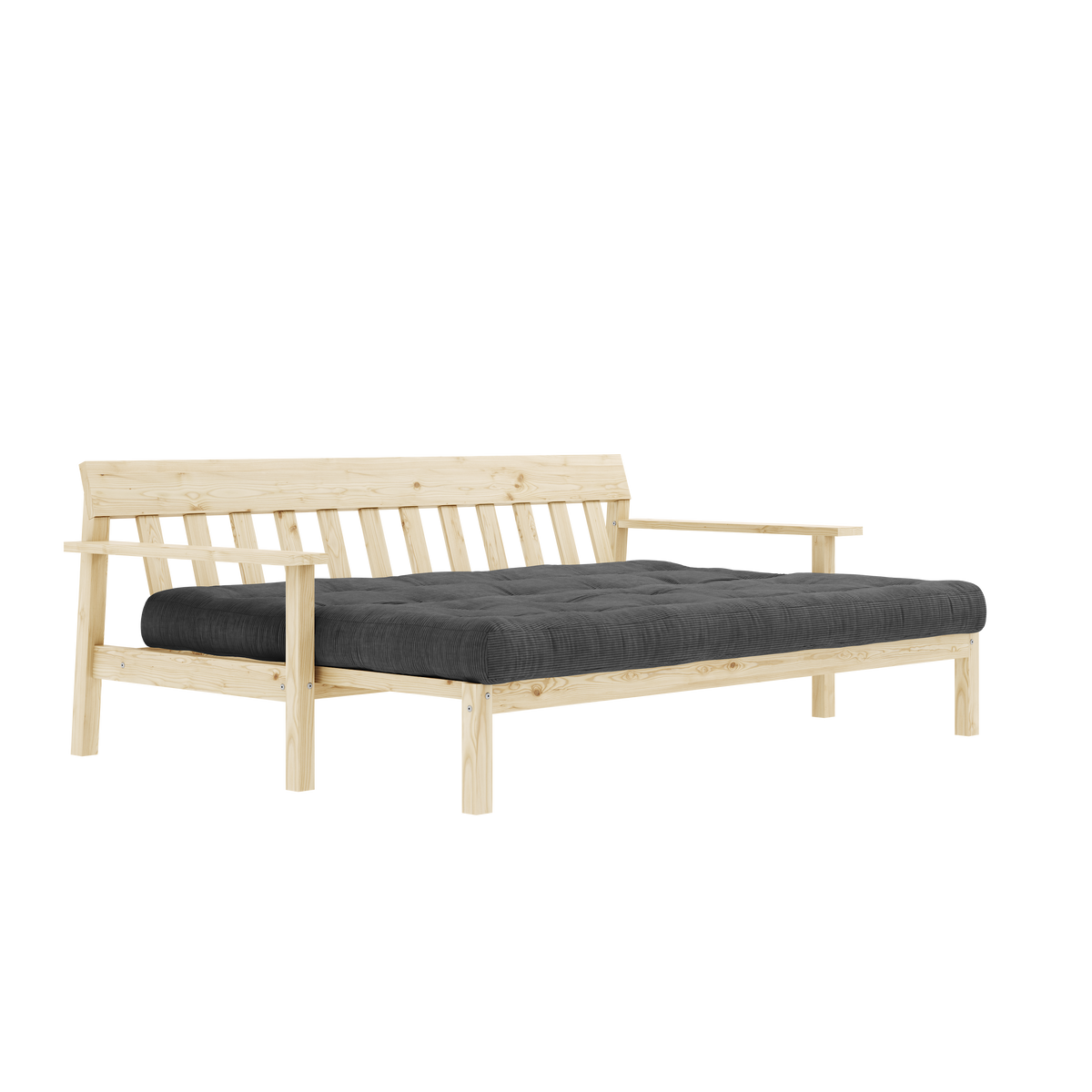 UNWIND CLEAR LACQUERED W. 5-LAYER MIXED MATTRESS CHARCOAL