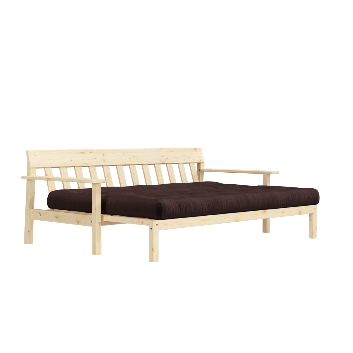 UNWIND CLEAR LACQUERED W. 5-LAYER MIXED MATTRESS BROWN