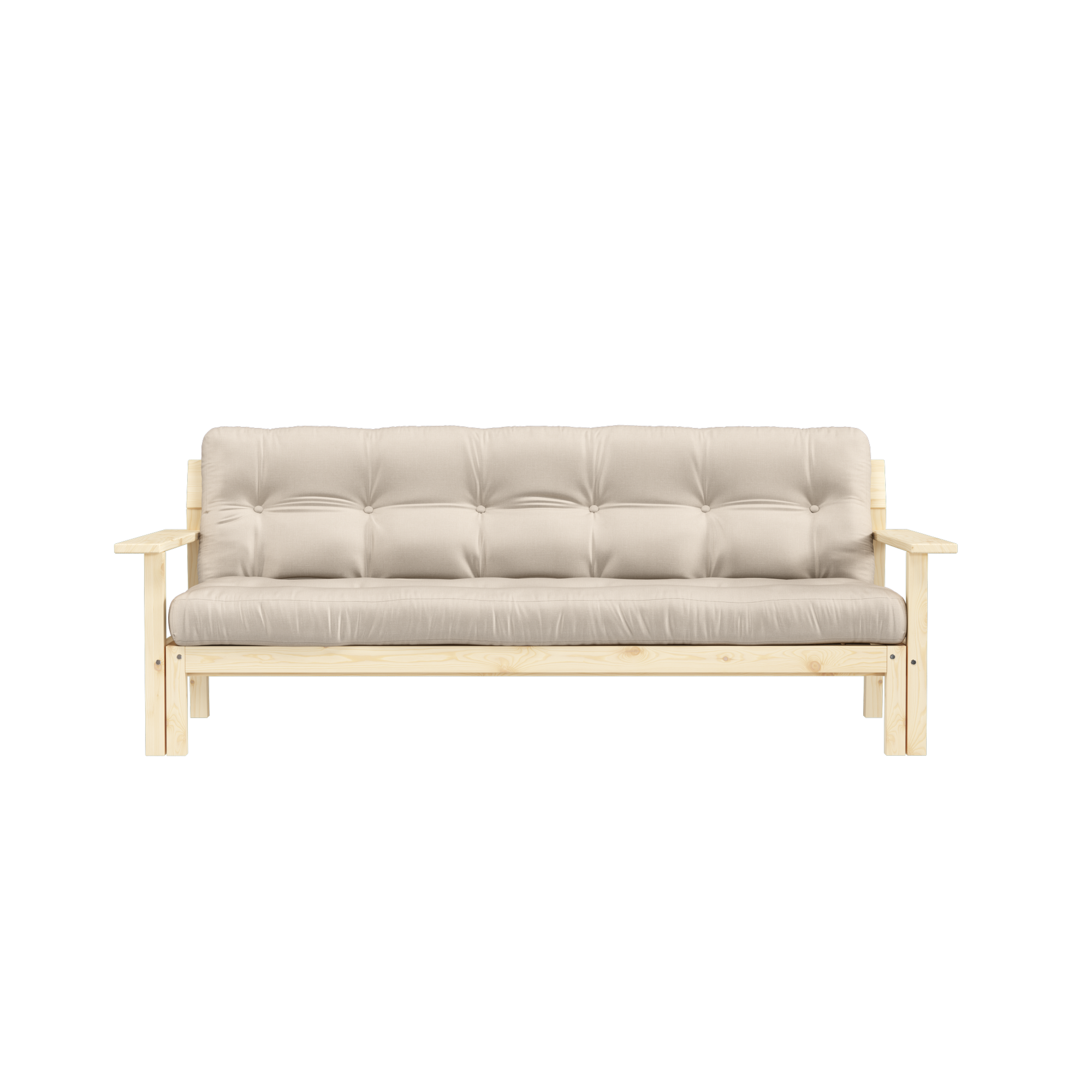 DÉTENDRE LAQUÉ CLAIR AVEC MATELAS MIXTE 5 COUCHES MAT BEIGE