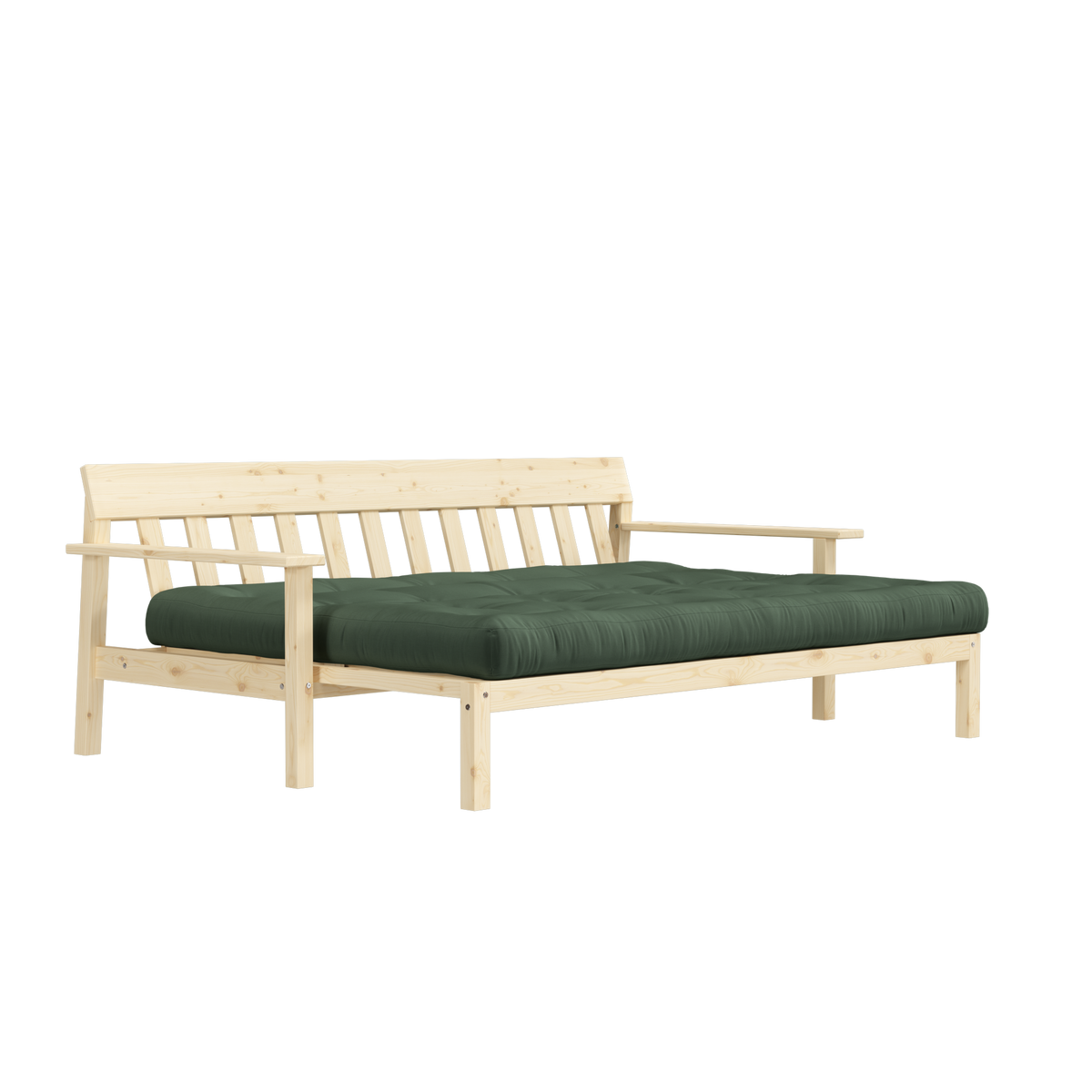 UNWIND CLEAR LACQUERED W. 5-LAYER MIXED MATTRESS OLIVE GREEN
